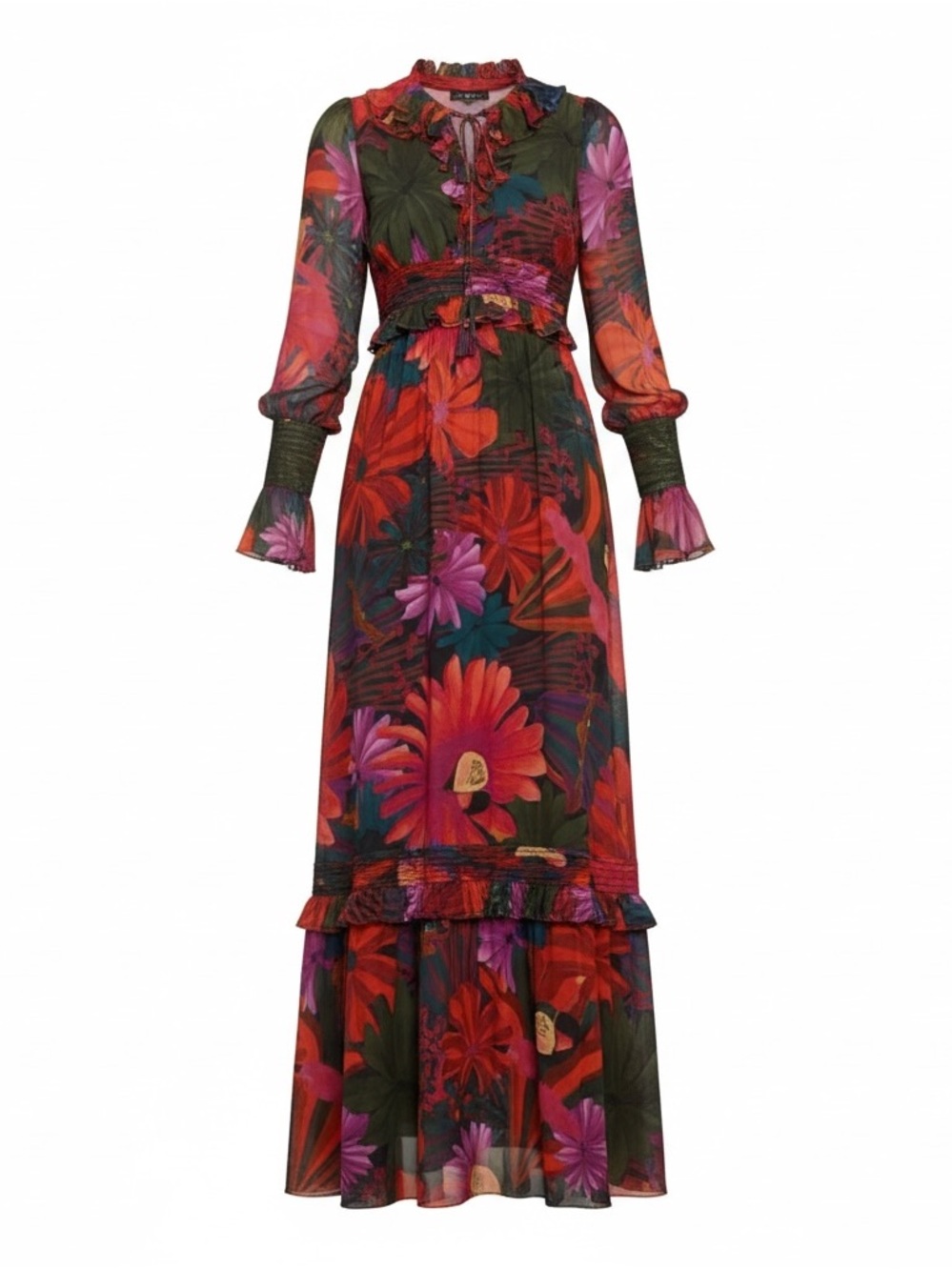 FARM Rio Bird Flowers Tiered Maxi Dress - Picture 2 of 4